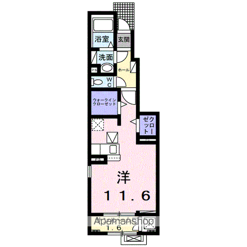 サンフローラ・グレース(ワンルーム/1階)の間取り写真