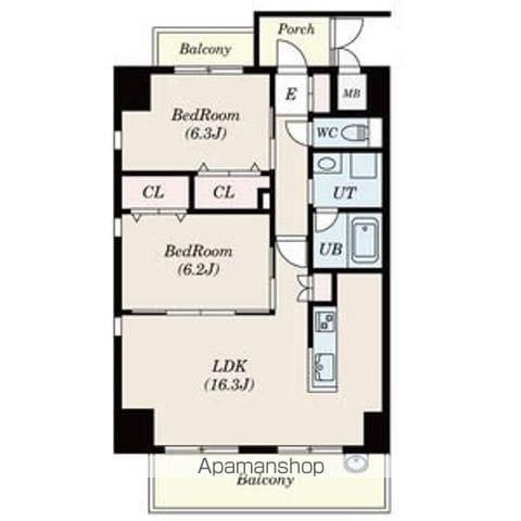 リンパクマンション(2LDK/3階)の間取り写真