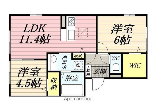 サニーサイドヒルズ(2LDK/1階)の間取り写真