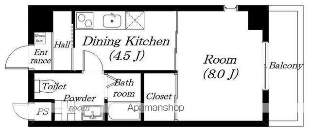 フレンドリーハウス匠 長浜(1DK/4階)の間取り写真