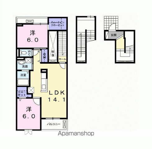 東武伊勢崎・大師線 草加駅 徒歩41分 3階建 築4年(2LDK/3階)の間取り写真