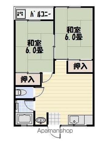 角之上ハイツ(2DK/2階)の間取り写真