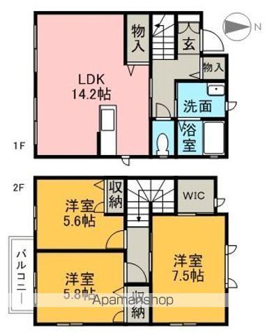 フローラ石手(3LDK/1階)の間取り写真