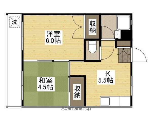 タカハシビル(2K/4階)の間取り写真