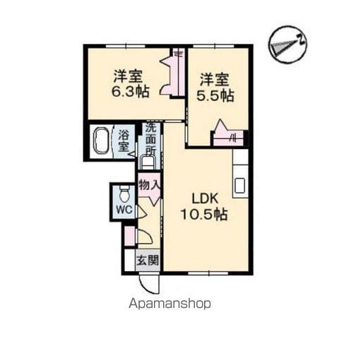 クレスト壱番館(2LDK/1階)の間取り写真