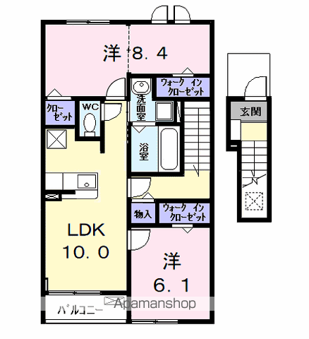 カーサみやびⅧ(2LDK/2階)の間取り写真