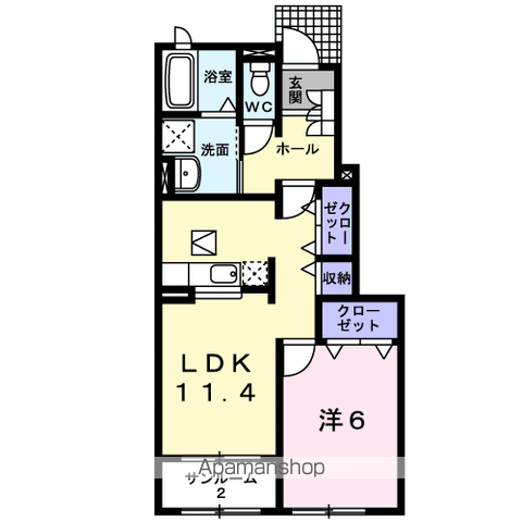 ヴィラかたかごⅠ(1LDK/1階)の間取り写真