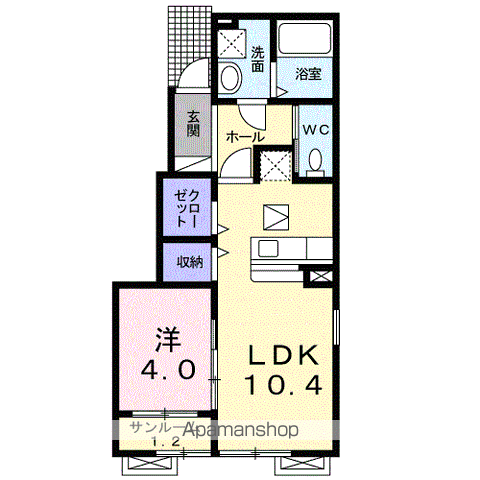 ディーピアッツァⅢ(1LDK/1階)の間取り写真