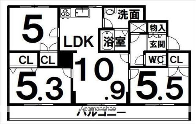 オム301(3LDK/3階)の間取り写真