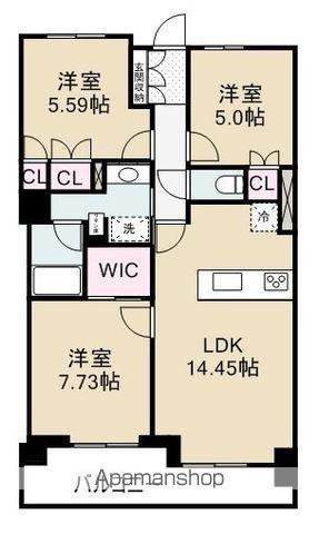 ザ・エンブル七間町(3LDK/22階)の間取り写真