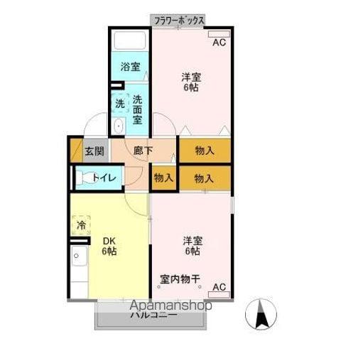 マロングレイスB棟(2DK/1階)の間取り写真