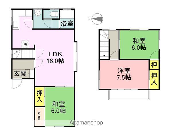 ハピラインふくい 福井駅(福井) バス乗車時間:15分 北四ツ居2丁目バス停で下車 徒歩3分 2階建 築38年(3LDK)の間取り写真