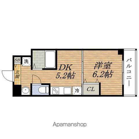 第6セキネマンション(1DK/8階)の間取り写真