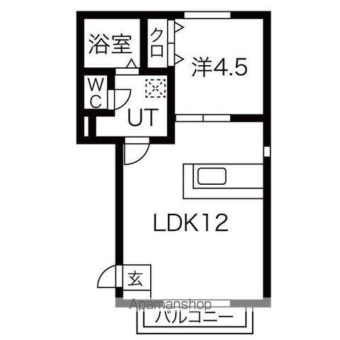 リバーサイド花長(1LDK/1階)の間取り写真