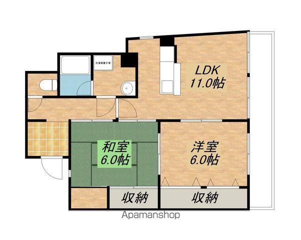 ワシダビル(2LDK/4階)の間取り写真