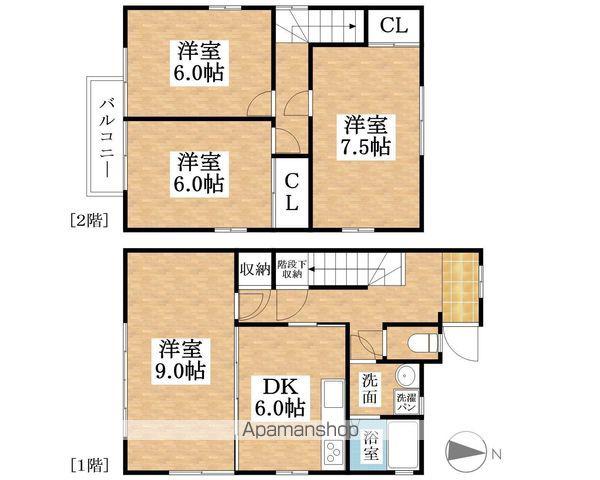 名鉄各務原線 各務原市役所前駅 徒歩59分 2階建 築23年(4DK)の間取り写真