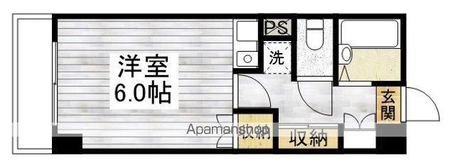 ヴェルドミール新富(ワンルーム/1階)の間取り写真
