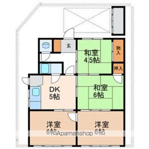 愛知県あま市 1階建 築60年(4DK)の間取り写真