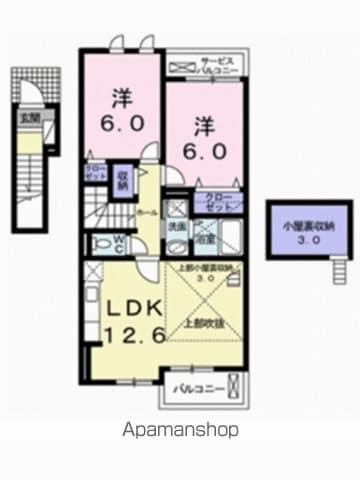 サニーヴィラⅡ(2LDK/2階)の間取り写真