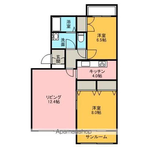 ハイライズ栄(2LDK/4階)の間取り写真