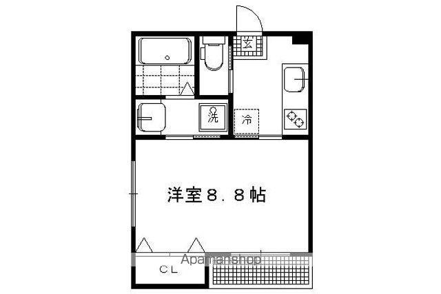 京オーブⅢ(1K/3階)の間取り写真