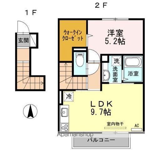 ヴァン・テ・アン(1LDK/2階)の間取り写真