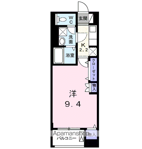 エレガントカーサⅢ(1K/2階)の間取り写真