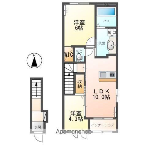 ポルトボヌール(2LDK/2階)の間取り写真