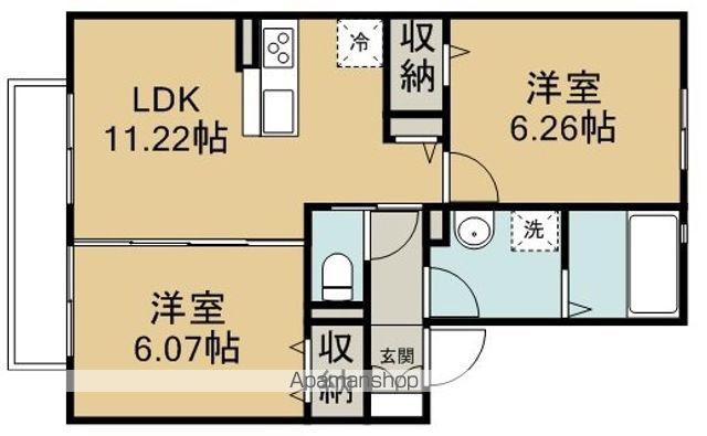 プランドールⅠ(2LDK/2階)の間取り写真