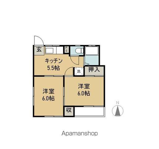 サンビュー波田(2K/2階)の間取り写真