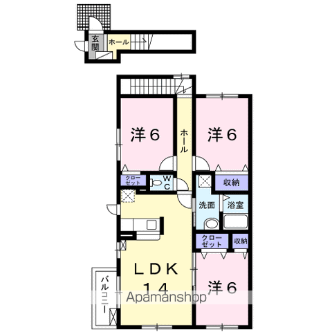 テトネロA(3LDK/2階)の間取り写真