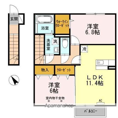 D-ROOM平野(2LDK/2階)の間取り写真