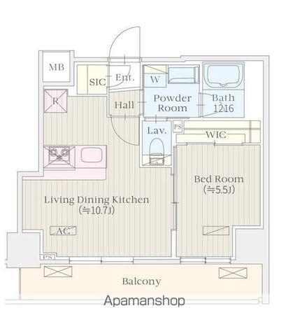 ケルスコート笹塚(1LDK/5階)の間取り写真