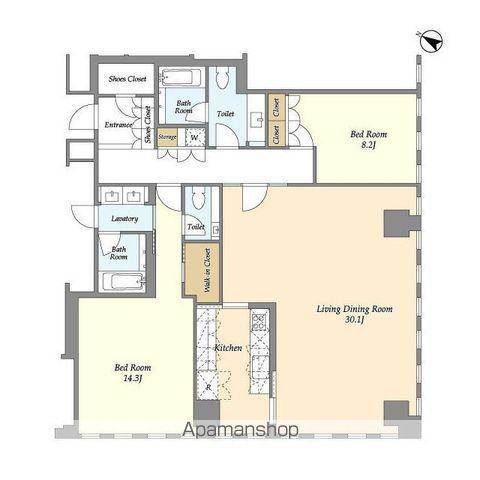 プルデンシャルタワーレジデンス(2LDK/27階)の間取り写真