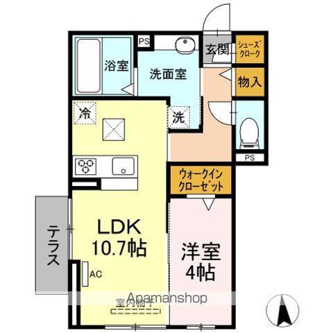 ローブ花水木(1LDK/1階)の間取り写真