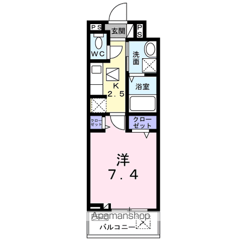ドミール南仙台Ⅱ(1K/1階)の間取り写真