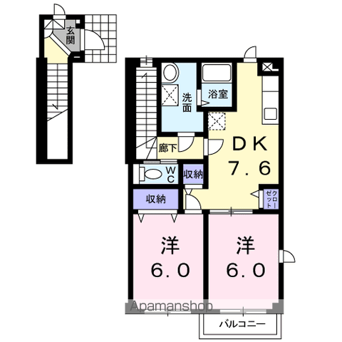 ヴァーゴHARA(2DK/2階)の間取り写真