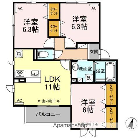 ヴューテラス寺尾の森B(3LDK/2階)の間取り写真