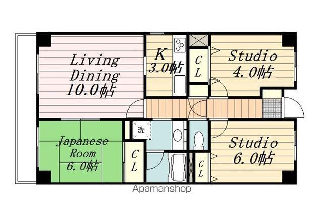クレストヒル中野木(3LDK/4階)の間取り写真