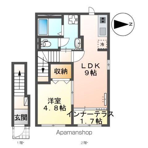 薬園町アパート(1LDK/2階)の間取り写真