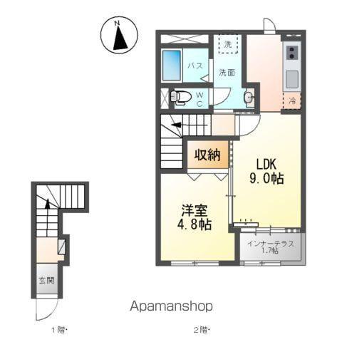 阿武隈急行 福島学院前駅 徒歩8分 2階建 築2年(1LDK/2階)の間取り写真