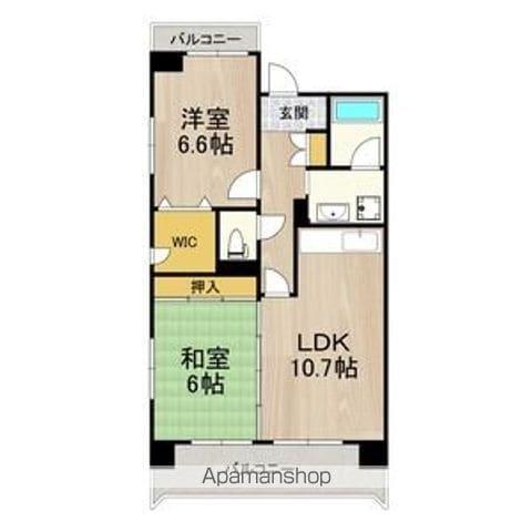 ボヌール御崎(2LDK/6階)の間取り写真