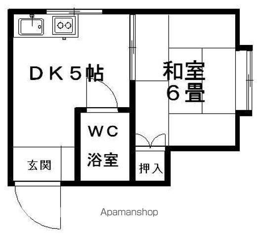 みどり荘(1DK/2階)の間取り写真