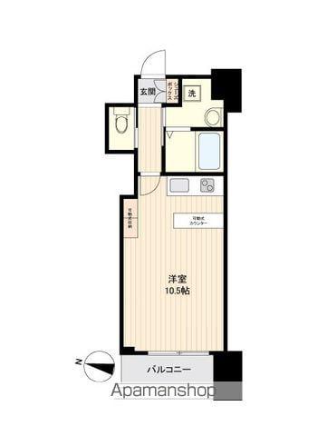 HF西公園レジデンス(ワンルーム/2階)の間取り写真