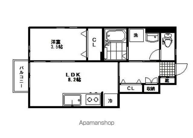 ココリ長町8丁目(1LDK/1階)の間取り写真