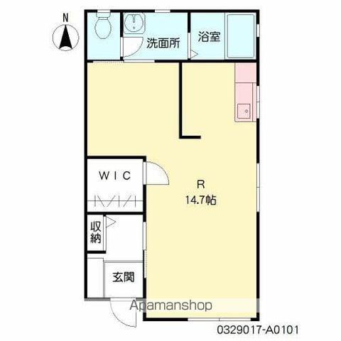 モンフレールⅢ(ワンルーム/1階)の間取り写真