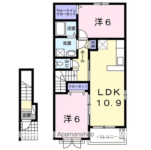グランパール延方Ⅲ(2LDK/2階)の間取り写真