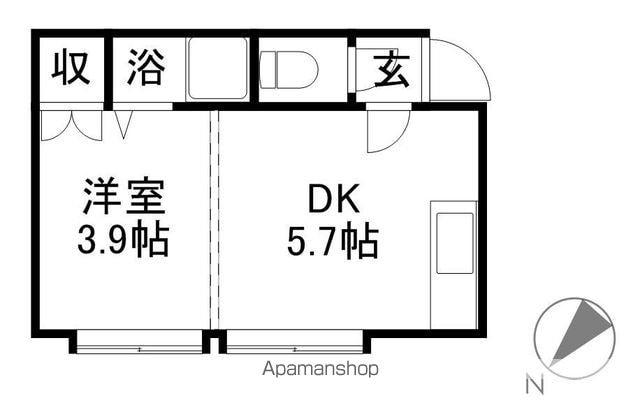 パールハイム平岸(1DK/2階)の間取り写真