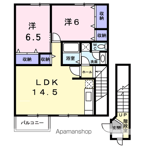 コーポリバーサイド・藤B(2LDK/2階)の間取り写真