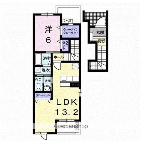 ドエルエバ-グリーンC(1LDK/2階)の間取り写真